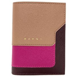 Carteira bi-fold Marni Logo Marrom Rosa