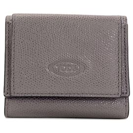 Carteira de couro tri-fold com logótipo Tod's para mulheres Marrom