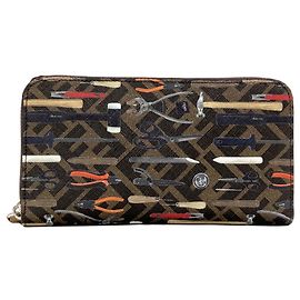 Carteira longa Fendi com padrão Zucca Marrom
