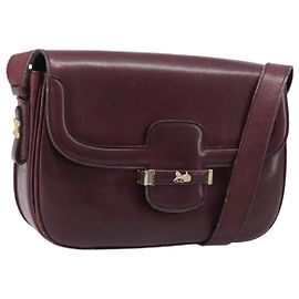Céline Bolsa de Ombro CELINE em Couro Bordeaux Gold Auth ep15984 Dourado Bordeaux