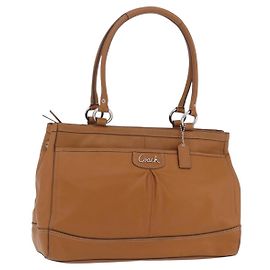 Borsa Tote Coach in Pelle Marrone Argento Auth 204986A Marrone Argento