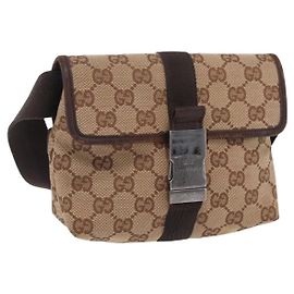 Gürteltasche GUCCI GG Canvas Beige Silver 131236 Auth ep15942 Silber Beige