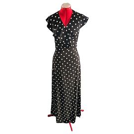 Autre Marque New York & Company Robe Maxi à Pois Noir et Blanc Noir Blanc