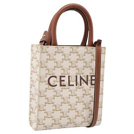 Céline Borsa a mano CELINE Macadam Vertical Cabas PVC 2way Avorio Tono Oro Auth 205927M Altro Crudo