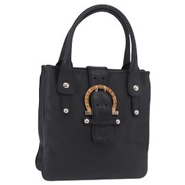 Borsa a mano Salvatore Ferragamo Gancini in pelle nera e argento Auth BA16166 Nero Argento