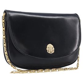 Céline Borsa a tracolla con catena CELINE in pelle nera e oro Auth ka6346 Nero D'oro