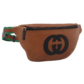 GUCCI Micro GG Canvas Sherry Line GUCCIxDAPPER DAN Tasche 536416 Auth ka6390A Braun Golden