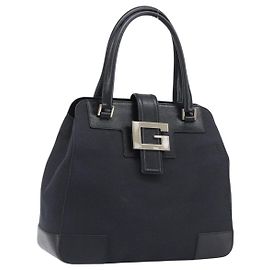 GUCCI Handtasche Leder Canvas Schwarz Gold 002 1113 Auth ep16164A Schwarz Golden