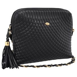 Bolsa de Ombro com Corrente Bally em Couro Preto e Dourado Auth BA16143 Preto Outro
