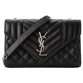 Autre Marque SAINT LAURENT - Bolsa de ombro Envelope Small Saint Laurent em couro granulado preto Preto