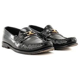 Céline CELINE - Mocasines Celine Triomphe en cuero negro (T39) Negro
