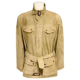 Chaqueta Safari Ralph Lauren Collection de ante tan con cinturón Camello