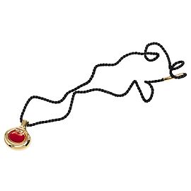 Collier pendentif flacon de parfum Hermès plaqué or et laqué Gold Doré