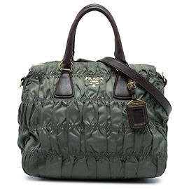Bolsa Satchel Prada Tessuto Gaufre verde Verde