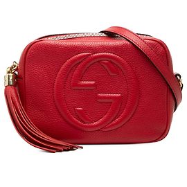 Red Gucci Leather Soho Disco Crossbody Red