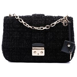 Autre Marque Borsa a tracolla Miss Dior Flap Medium in tweed Cannage nero Nero