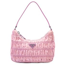 Bolsa de Ombro Prada Tessuto Gaufre Re Edition Rosa Rosa