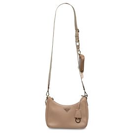 Bolsa Satchel Prada Saffiano Lux Re Edition 2005 Bege Bege