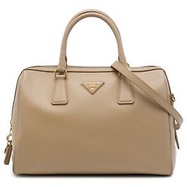 Bolsa Bowler Conversível Prada Saffiano Lux Bege Bege