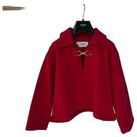 Céline Red Wool Oversized Coat with Horsebit Gold Buttons Multiple colors