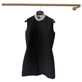 Autre Marque Macacão Dior preto de lã com gola de renda Multicor