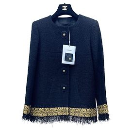 Giacca Chanel Metropolis in Tweed Nero e Oro Multicolore