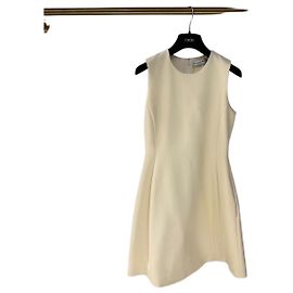 Dior Kleid Weiß Wolle Seide Mischung Mehrfarben