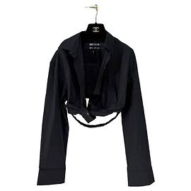 Jacquemus Top Preto de Algodão Estilo Camisa Casaco Multicor