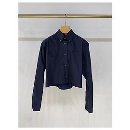 Top Miu Miu de lana azul marino con logotipo Multicolor
