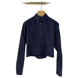 Top Miu Miu en laine bleu marine avec logo Multicolore