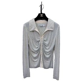 Self portrait Top Self-Portrait Argent à Strass en Polyester Taille 12 Multicolore