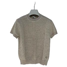 Jersey Hermès de punto de cachemira beige manga corta Multicolor