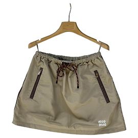 Gonna Miu Miu Beige in Nylon con Logo Multicolore
