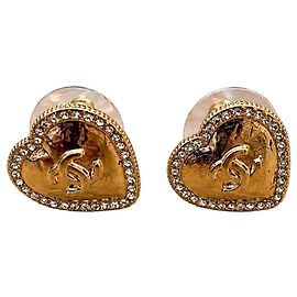 Orecchini Chanel CC Cuore con Cristalli D'oro