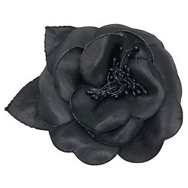 Chanel Camellia Corsage Brooch Black