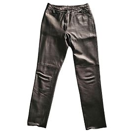 Autre Marque Pantaloni a gamba dritta in pelle nera Hyphen Nero