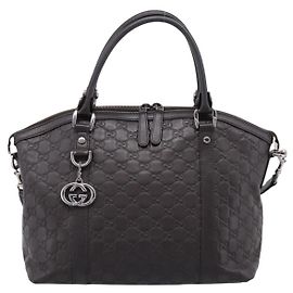 Bolsa Gucci GG Charm Convertible Dome Satchel Guccissima Leather Medium Marrom