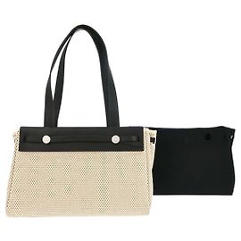 Hermès Herbag Cabas Toile and Leather PM Bege