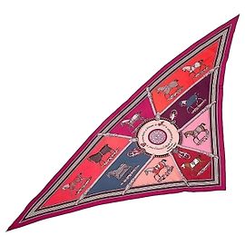 Hermès Pañuelo Hermes Smooth Carre Pointe Triangle Rosa Púrpura