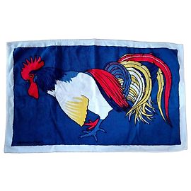 Toalla Hermès 'Le Coq et la Poule' de algodón azul Negro Blanco Roja Azul Amarillo