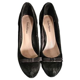 Autre Marque Sasha Fabiani Black Suede Bow Stiletto Heels Black