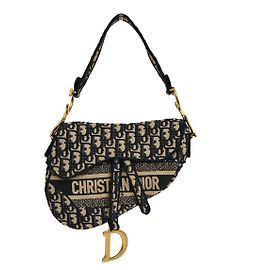 Christian Dior Saddle Oblique Denim Medium Noir