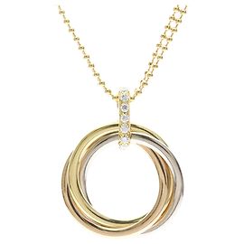 Cartier Trinity Medium Modell Diamantenhalskette Silber Golden