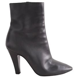 Autre Marque Saint Laurent Black Leather Ankle Boots Black