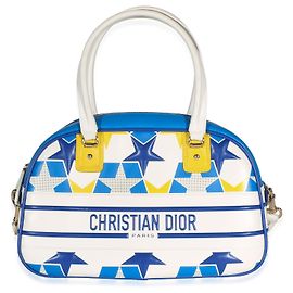 Borsa Bowling Dior Vibe Medium in pelle di vitello blu multicolore con stelle Christian Dior Multicolore