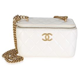 Chanel White Quilted Lambskin Pillow Crush Vanity With Chain White