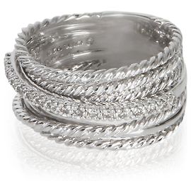 David Yurman Sterling Silver Diamond Crossover Ring Other