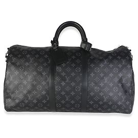 Louis Vuitton Monogram Eclipse Canvas Keepall Bandouliere 55 Nero