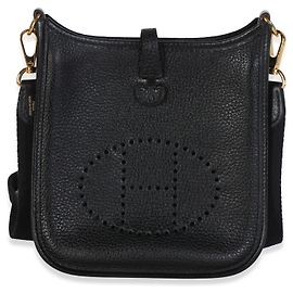 Hermès Black Clemence Mini Evelyne TPM 16 GHW Nero