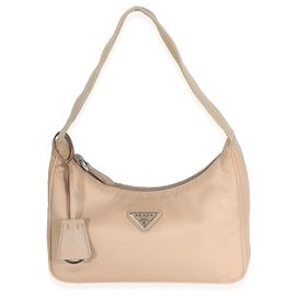 Prada Desert Beige Nylon Tessuto Re-Edition 2000 Mini Hobo Beige Otro